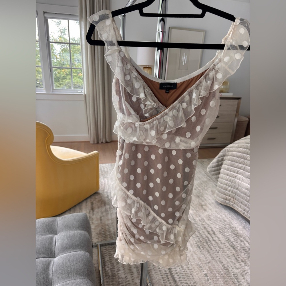 Majorelle white polka dot dress size S
